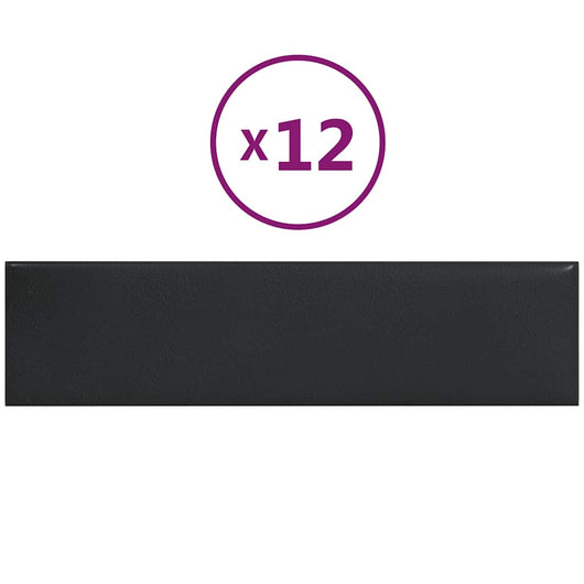 Pannelli Murali 12 pz Neri 60x15 cm Similpelle 1,08 m² 343827