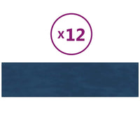 Pannelli Murali 12 pz Blu 60x15 cm Velluto 1,08 m² 343834