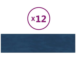Pannelli Murali 12 pz Blu 60x15 cm Velluto 1,08 m² 343834