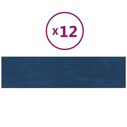 Pannelli Murali 12 pz Blu 60x15 cm Velluto 1,08 m² 343834