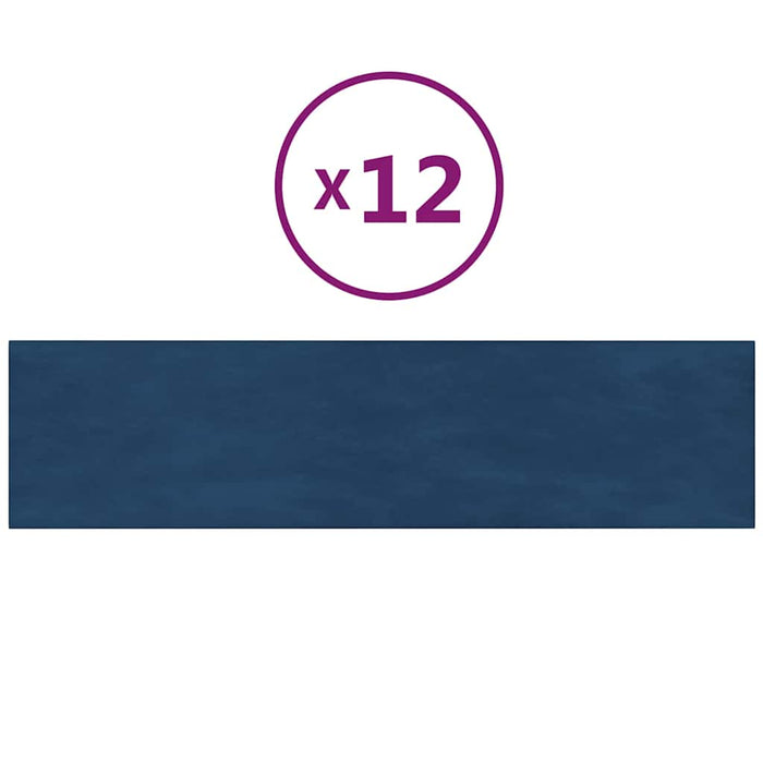 Pannelli Murali 12 pz Blu 60x15 cm Velluto 1,08 mÂ² cod mxl 11746