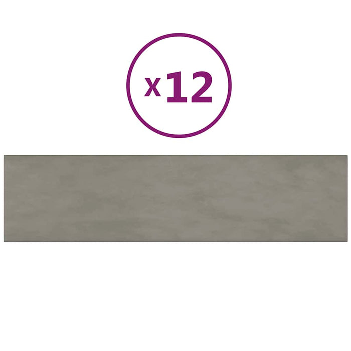 Pannelli Murali 12 pz Grigio Chiaro 60x15 cm Velluto 1,08 mÂ² cod mxl 25308
