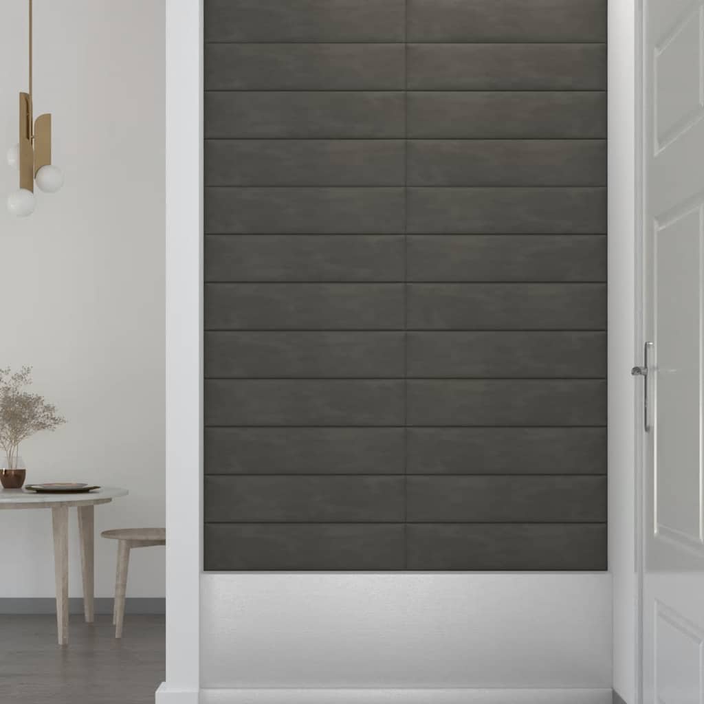 Pannelli Murali 12 pz Grigio Scuro 60x15 cm Velluto 1,08 mÂ² cod mxl 13483