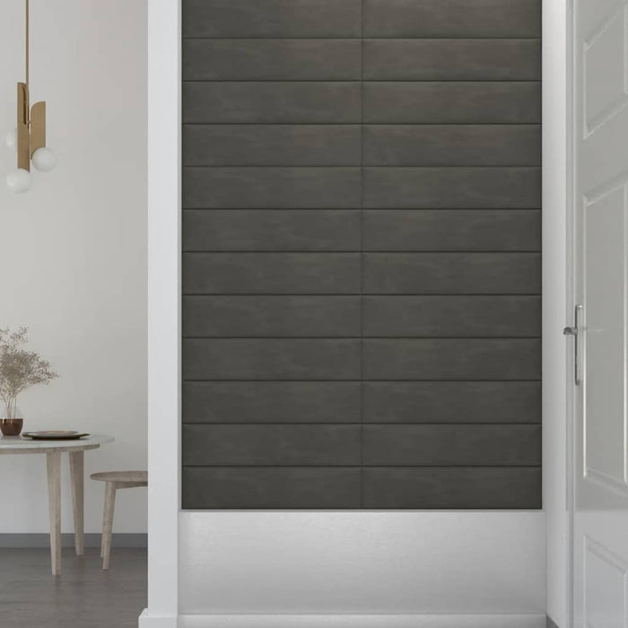 Pannelli Murali 12 pz Grigio Scuro 60x15 cm Velluto 1,08 m² 343836