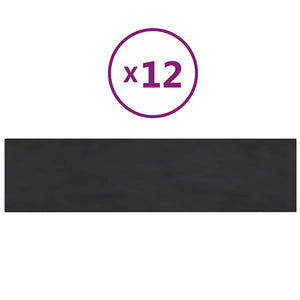 Pannelli Murali 12 pz Neri 60x15 cm Velluto 1,08 m² 343840