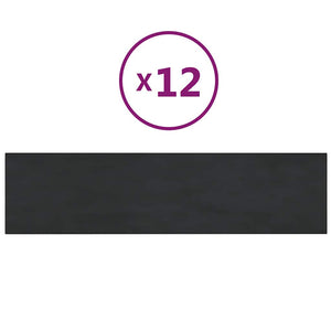 Pannelli Murali 12 pz Neri 60x15 cm Velluto 1,08 mÂ² cod mxl 13473