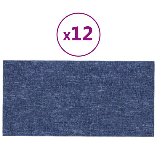 Pannelli Murali 12 pz Blu 60x30 cm in Tessuto 2,16 mÂ²