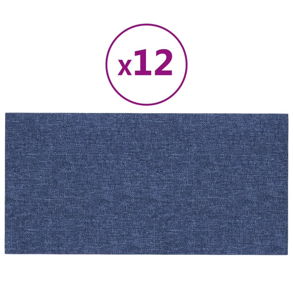 Pannelli Murali 12 pz Blu 60x30 cm in Tessuto 2,16 m² 343854