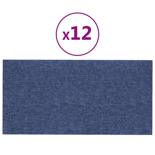 Pannelli Murali 12 pz Blu 60x30 cm in Tessuto 2,16 m² 343854