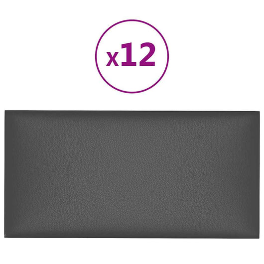Pannelli Murali 12 pz Grigi 60x30 cm Similpelle 2,16 mÂ² cod mxl 47878
