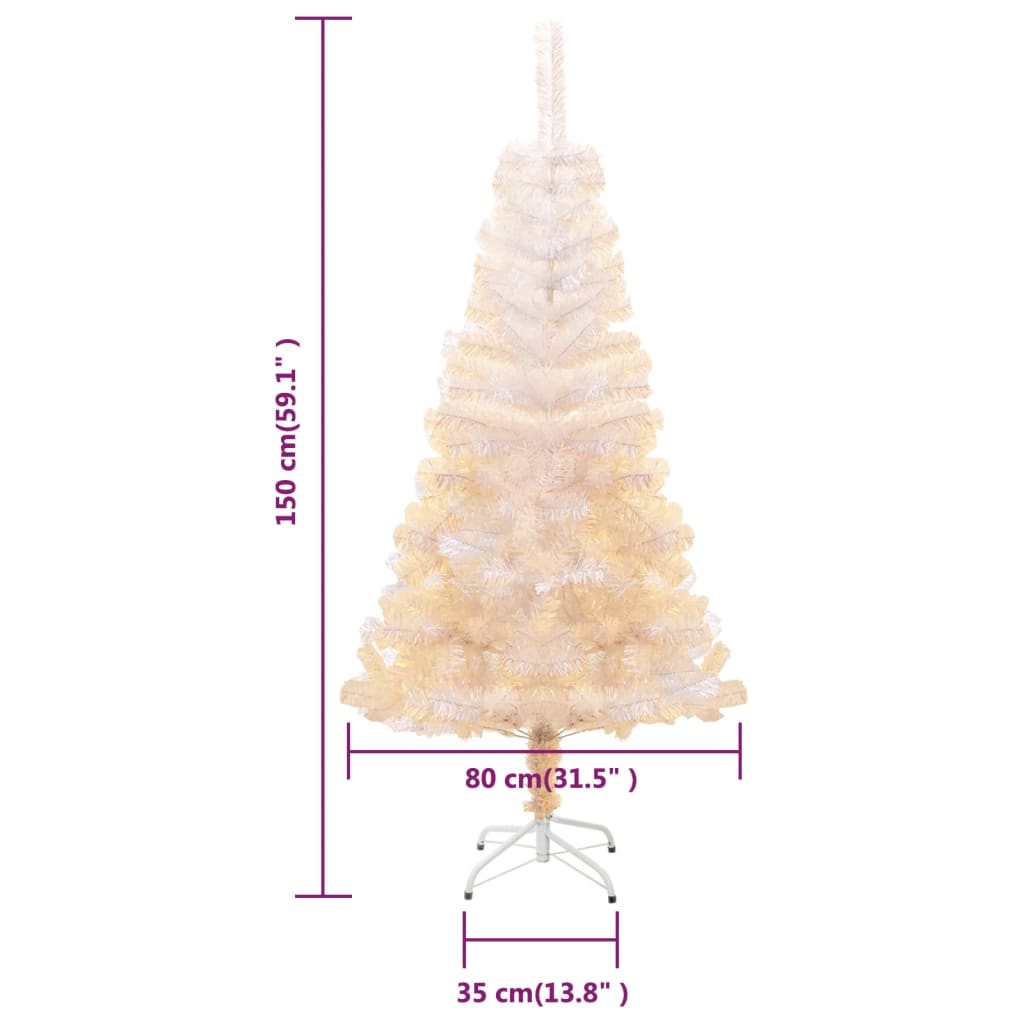 Albero di Natale Artificiale Punte Iridescenti Bianco 150cm PVC 344634