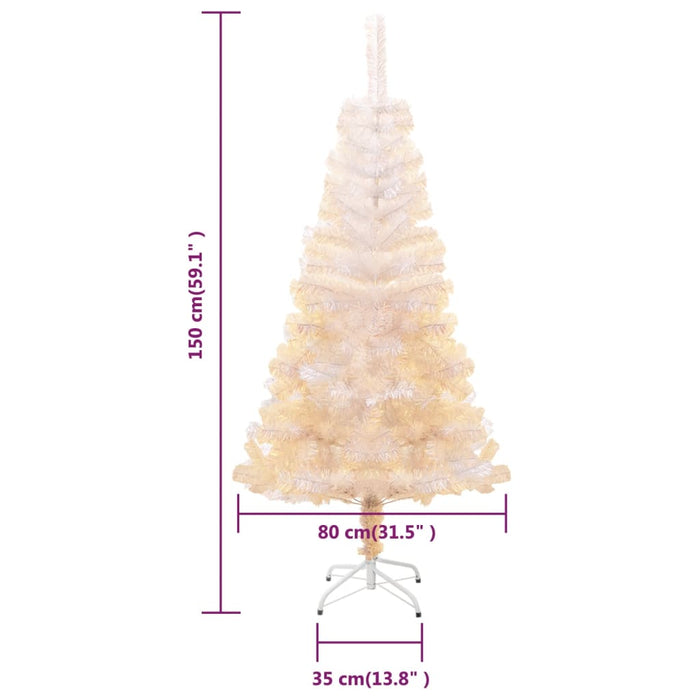 Albero di Natale Artificiale Punte Iridescenti Bianco 150cm PVC 344634