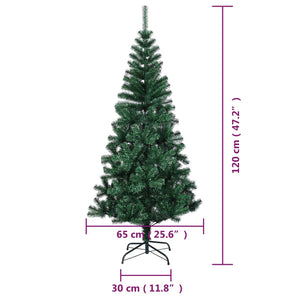 Albero di Natale Artificiale Punte Iridescenti Verde 120 cm PVC 344638