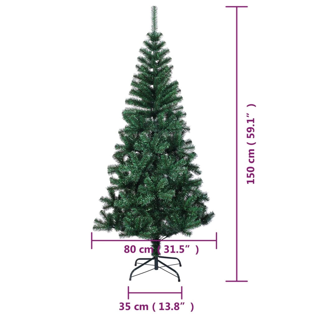 Albero di Natale Artificiale Punte Iridescenti Verde 150 cm PVC 344639