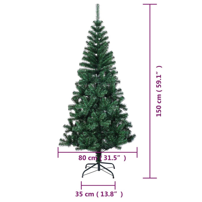 Albero di Natale Artificiale Punte Iridescenti Verde 150 cm PVC 344639