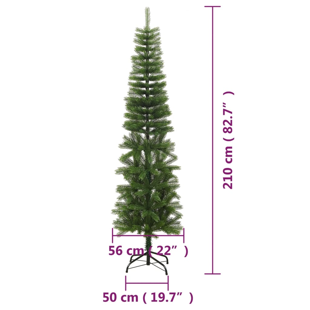 Albero di Natale Artificiale Sottile con Base 210 cm PE 344646