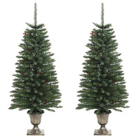Alberi di Natale Artificiali 2 pz con Corona, Ghirlanda e LED 344648