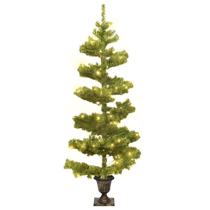 Albero di Natale Preilluminato con Vaso Verde 120 cm in PVC 344649