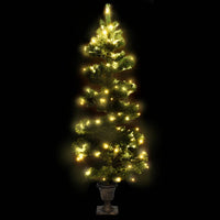 Albero di Natale Preilluminato con Vaso Verde 120 cm in PVC 344649