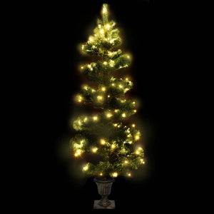 Albero di Natale Preilluminato con Vaso Verde 120 cm in PVC 344649