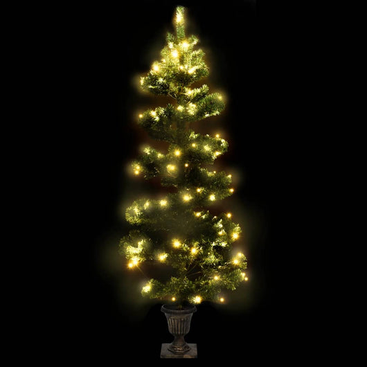 Albero di Natale Preilluminato con Vaso Verde 120 cm in PVC 344649