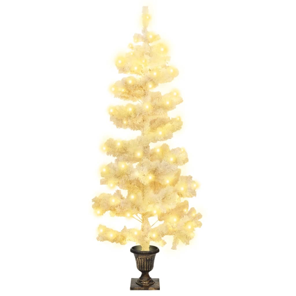 Albero di Natale Preilluminato con Vaso Bianco 120 cm in PVC 344652