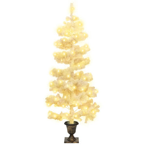 Albero di Natale a Spirale con Vaso e LED Bianco 120 cm PVC