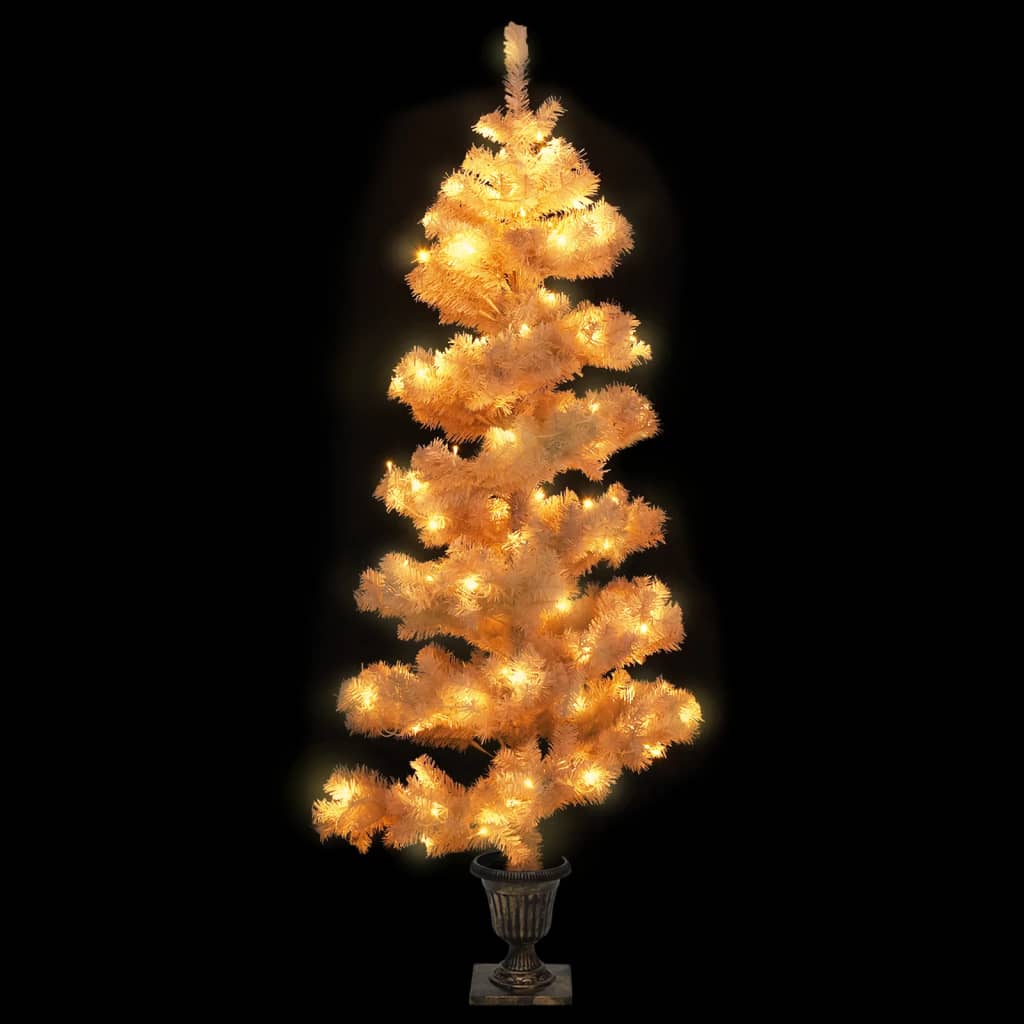 Albero di Natale Preilluminato con Vaso Bianco 120 cm in PVC 344652