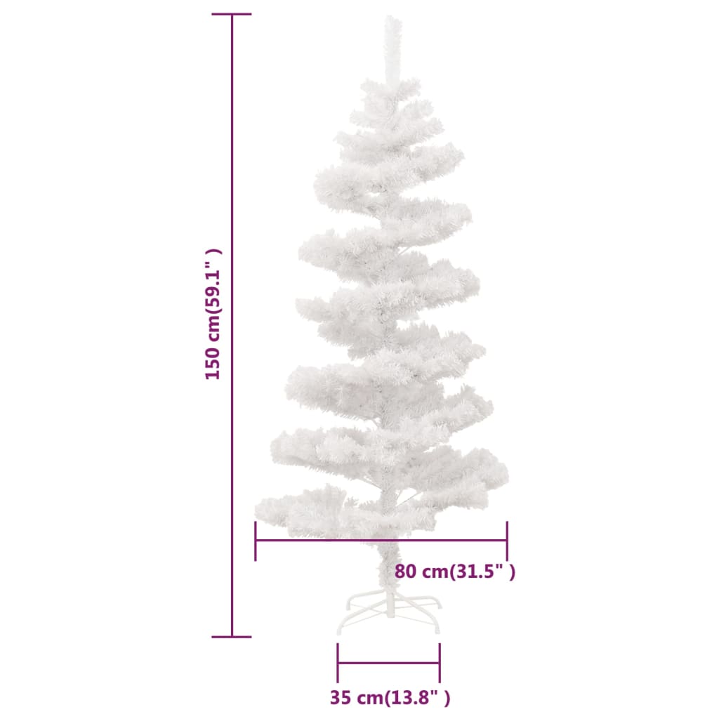 Albero di Natale a Spirale con Base e LED Bianco 150 cm PVC