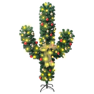 Cactus di Natale con Base e LED Verde 150 cm PVC 344655
