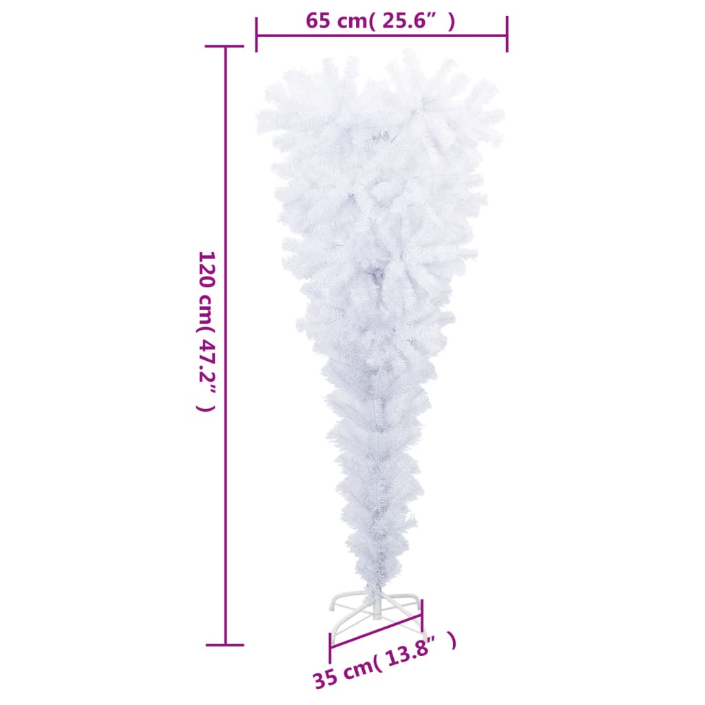 Albero di Natale Artificiale Capovolto con Base Bianco 120 cm 344665