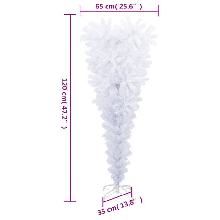 Albero di Natale Artificiale Capovolto con Base Bianco 120 cm 344665