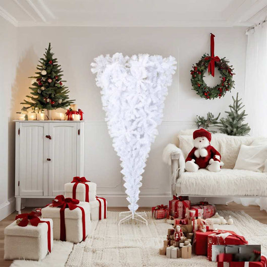 Albero di Natale Artificiale Capovolto con Base Bianco 180 cm 344667
