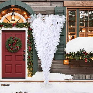 Albero di Natale Artificiale Capovolto con Base Bianco 210 cm 344668