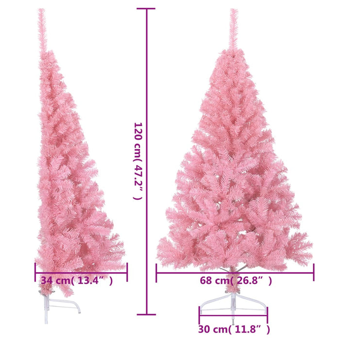 Albero di Natale Artificiale a Metà con Supporto Rosa 120cm PVC 344670