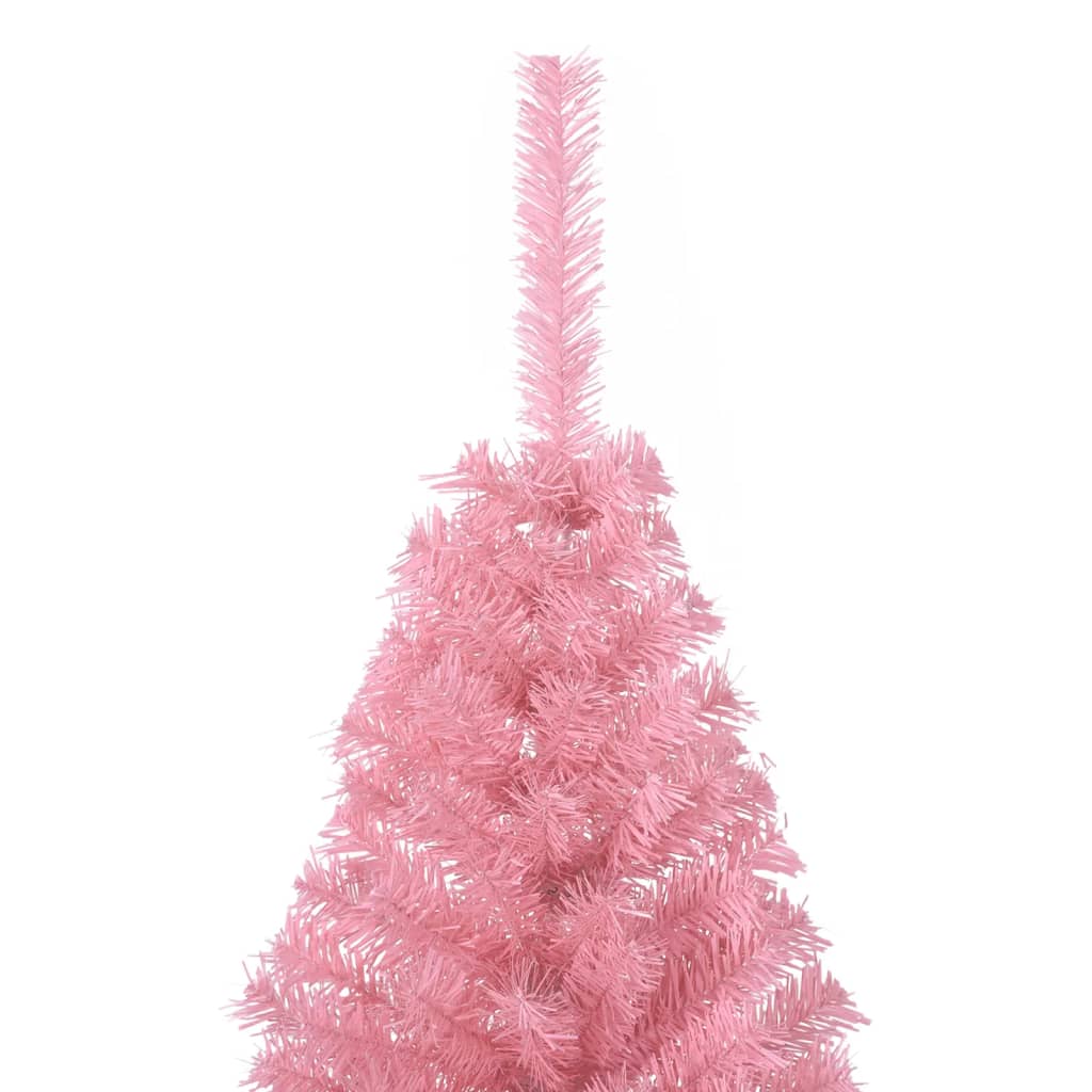 Albero di Natale Artificiale a Metà con Supporto Rosa 150cm PVC 344671