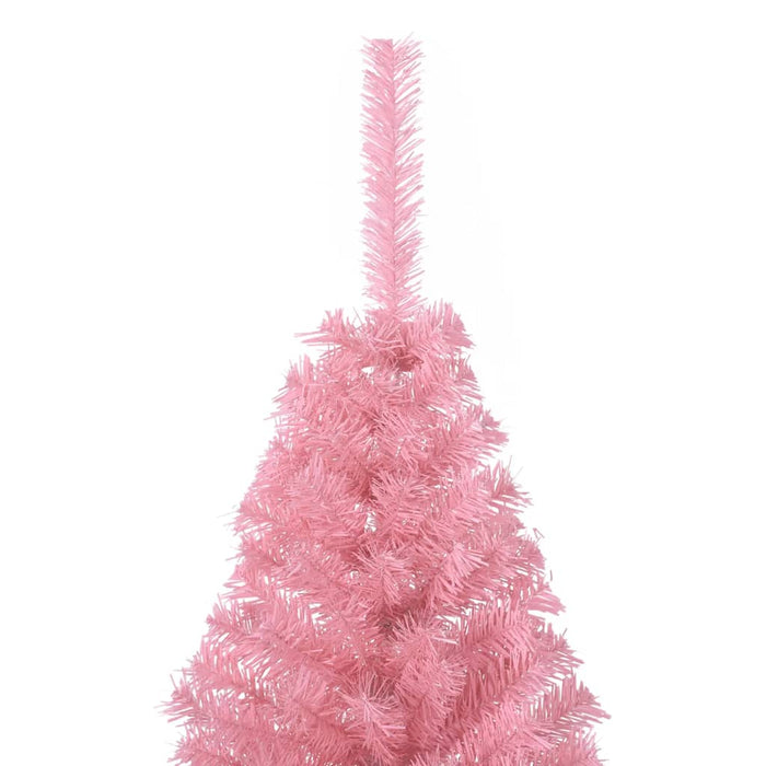 Albero di Natale Artificiale a Metà con Supporto Rosa 150cm PVC 344671