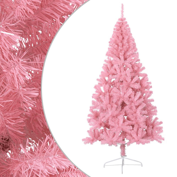 Albero di Natale Artificiale a Metà con Supporto Rosa 210cm PVC 344673