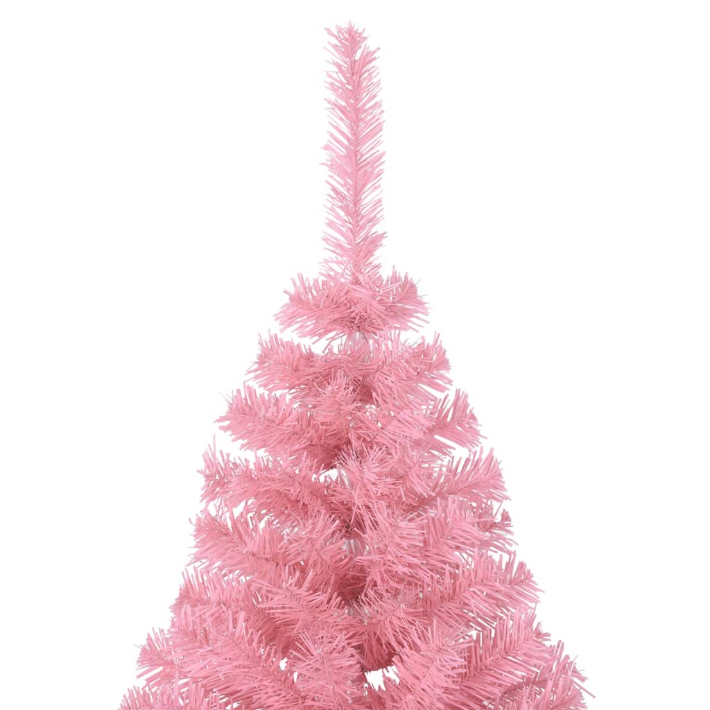 Albero di Natale Artificiale a Metà con Supporto Rosa 210cm PVC 344673
