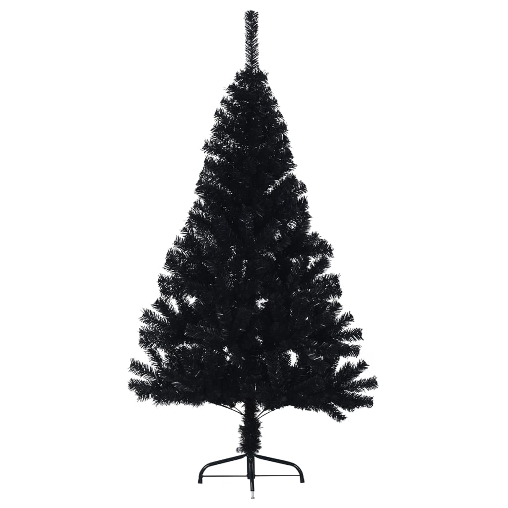 Albero di Natale Artificiale a Metà con Base Nero 120 cm PVC 344675