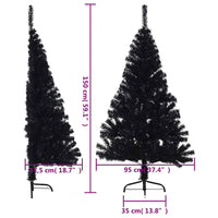 Albero di Natale Artificiale a Metà con Base Nero 150 cm PVC 344676