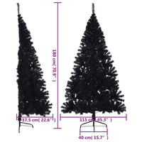 Albero di Natale Artificiale a Metà con Base Nero 180 cm PVC 344677