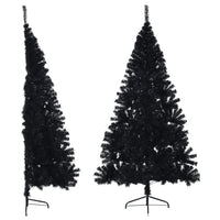 Albero di Natale Artificiale a MetÃ  con Base Nero 210 cm PVC