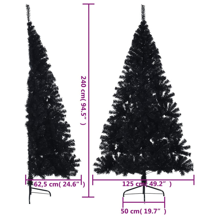 Albero di Natale Artificiale a Metà con Base Nero 240 cm PVC 344679