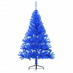 Albero di Natale Artificiale a Metà con Supporto Blu 120 cm PVC 344680