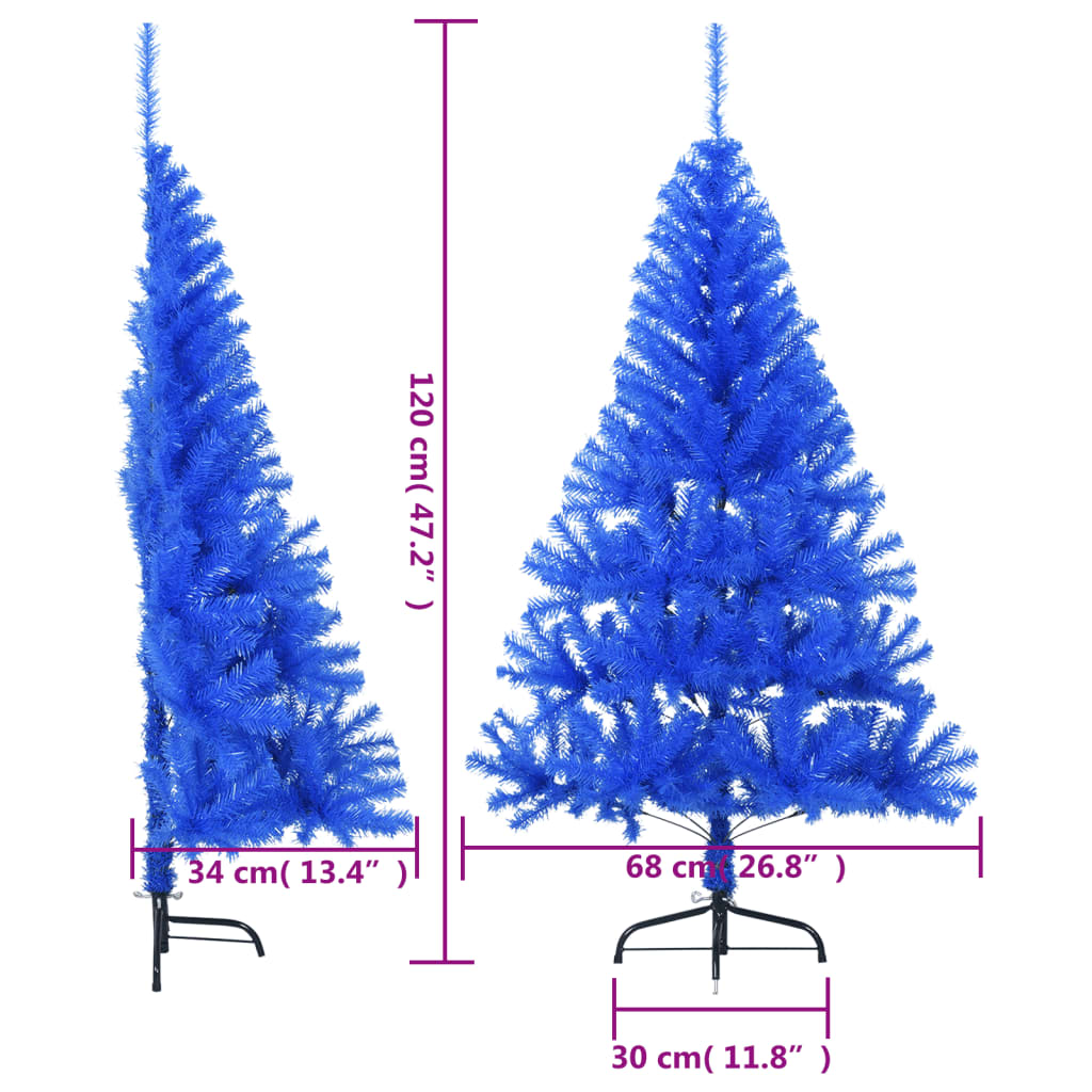 Albero di Natale Artificiale a Metà con Supporto Blu 120 cm PVC 344680