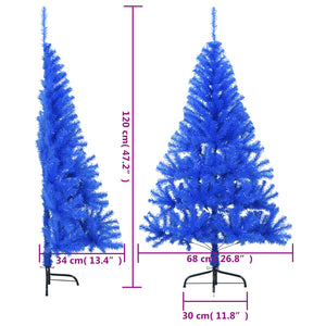Albero di Natale Artificiale a Metà con Supporto Blu 120 cm PVC 344680