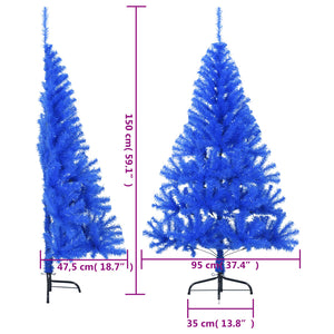 Albero di Natale Artificiale a Metà con Supporto Blu 150 cm PVC 344681