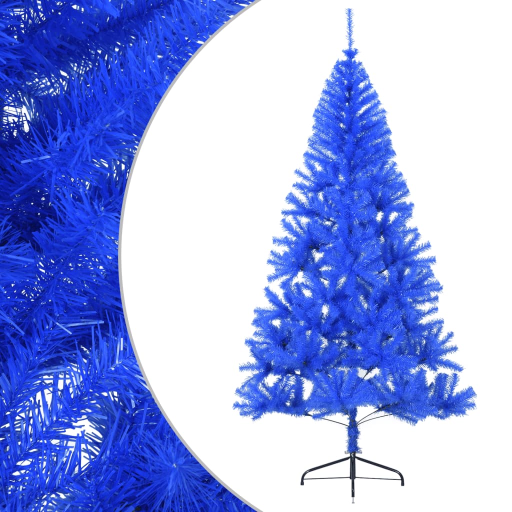 Albero di Natale Artificiale a Metà con Supporto Blu 210 cm PVC 344683