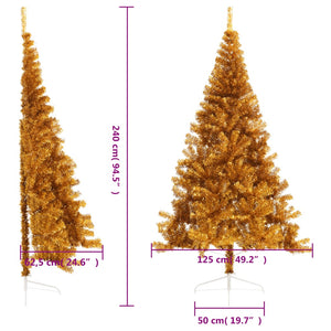 Albero di Natale Artificiale a Metà con Supporto Oro 240 cm PET 344694